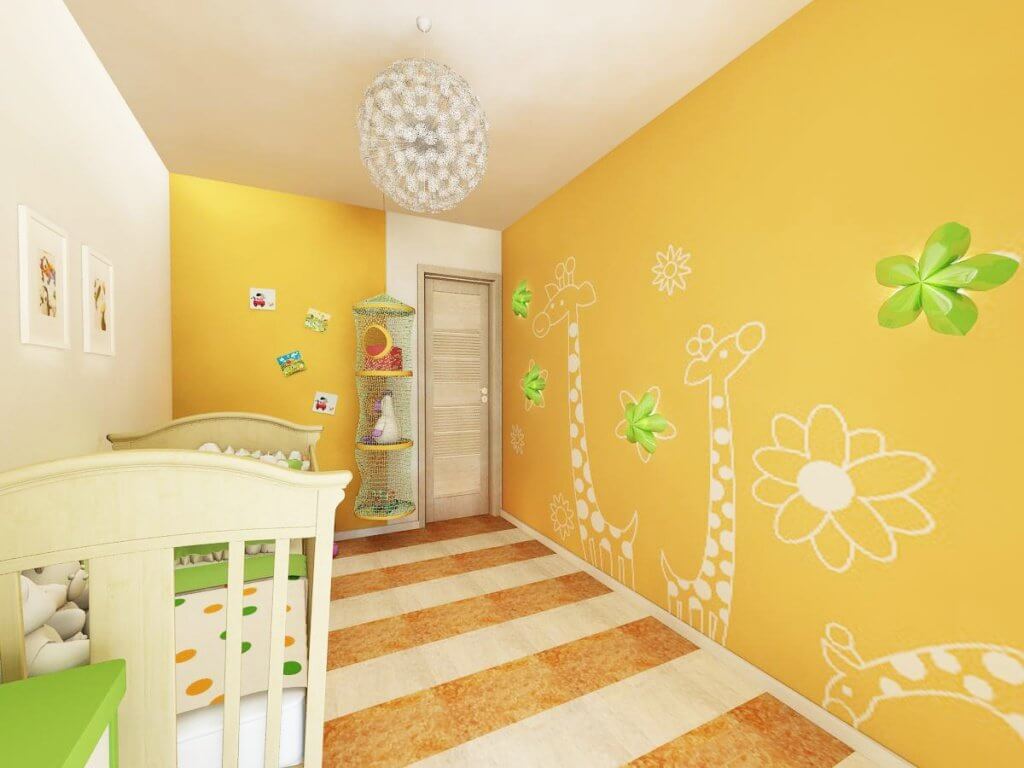 Отделка детской комнаты водными красками
